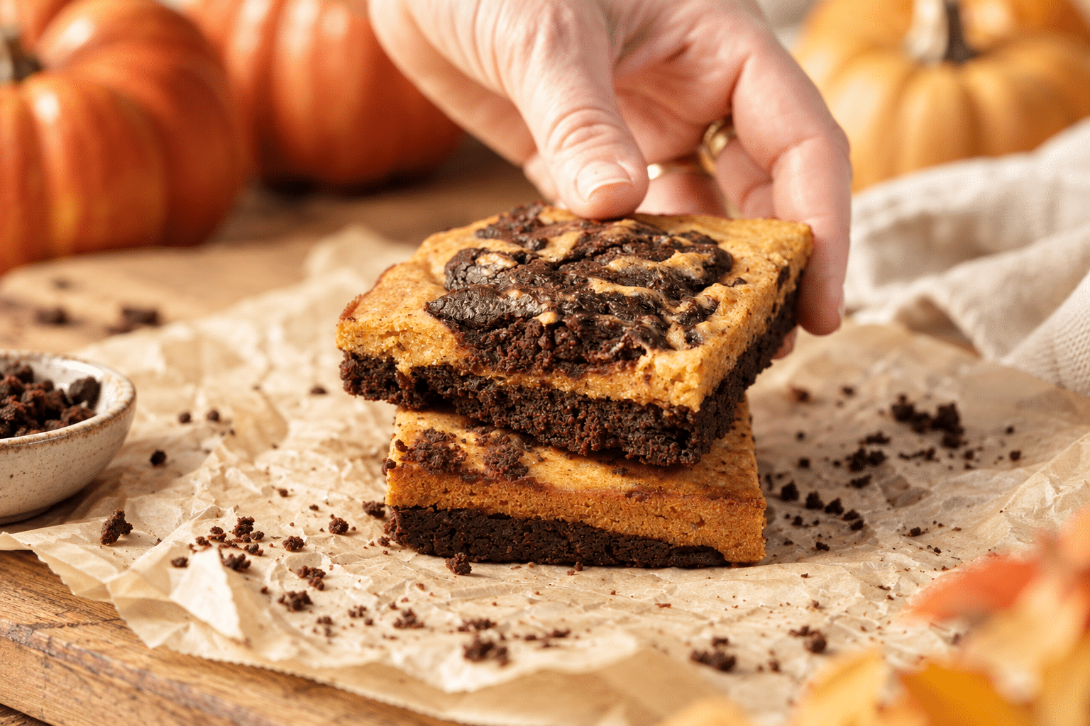 Brownie marmorizzati zucca e cioccolato – vegani e senza uova