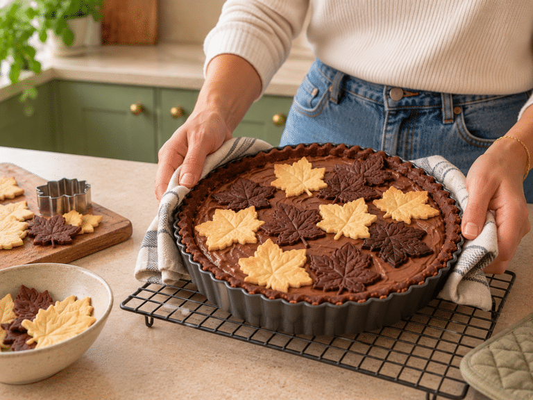 Crostata al cioccolato appena sfornata