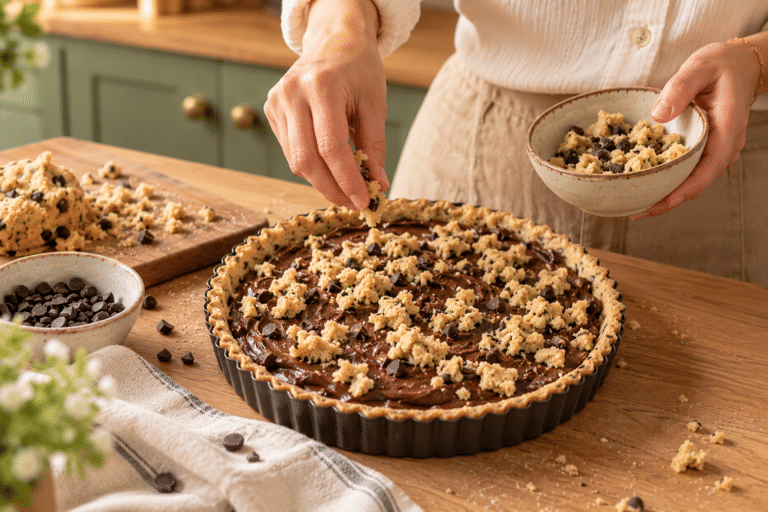 Crostata al cioccolato con crumble a mano