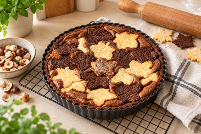 Crostata autunnale di foglie al cioccolato