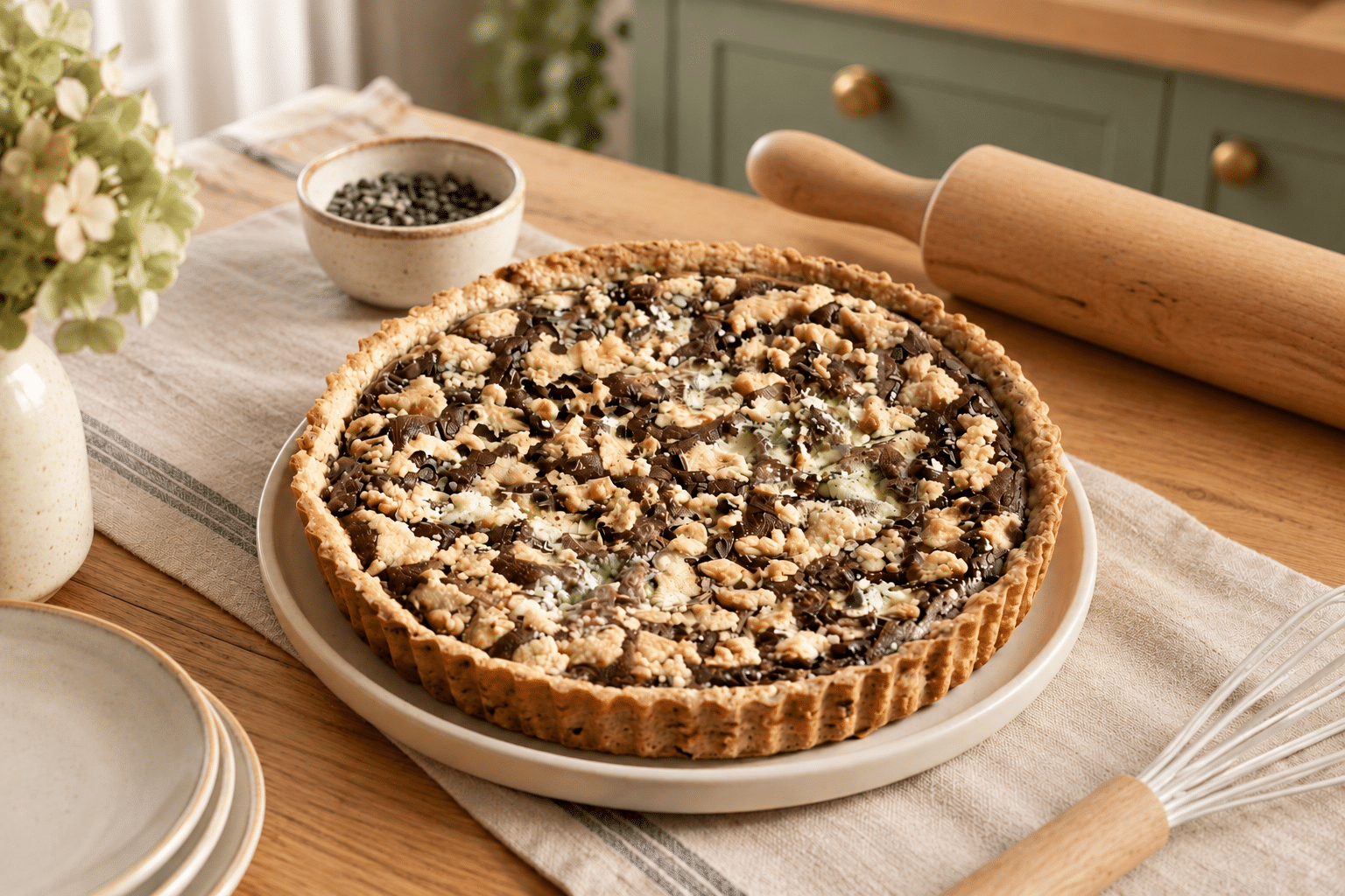 Crostata cookies con crema al mascarpone e cioccolato