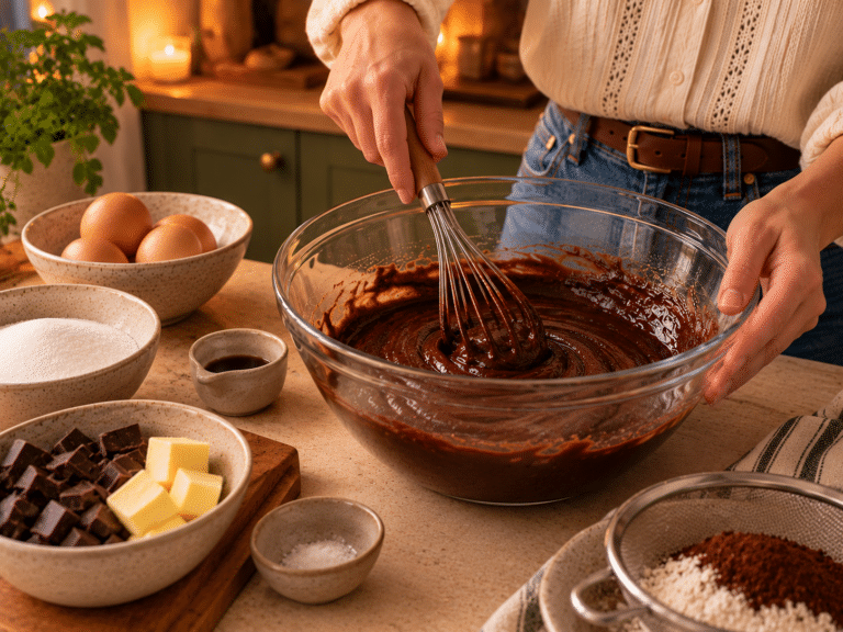 Dolce impasto al cioccolato in cucina