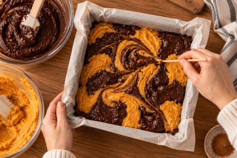 Marbré zucca e cioccolato in preparazione