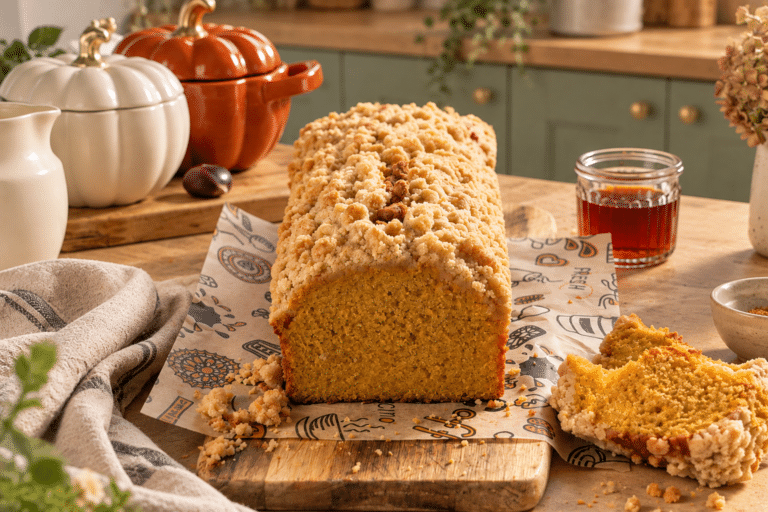 Plumcake speziato in cucina rustica