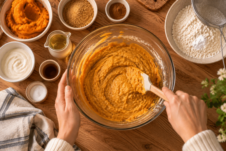 Preparazione autunnale della torta di zucca