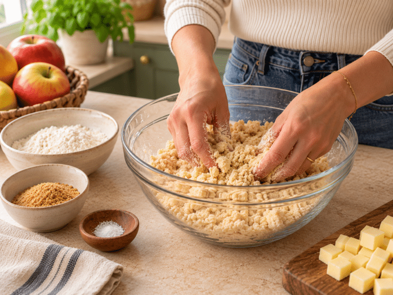 Preparazione del crumble di mele