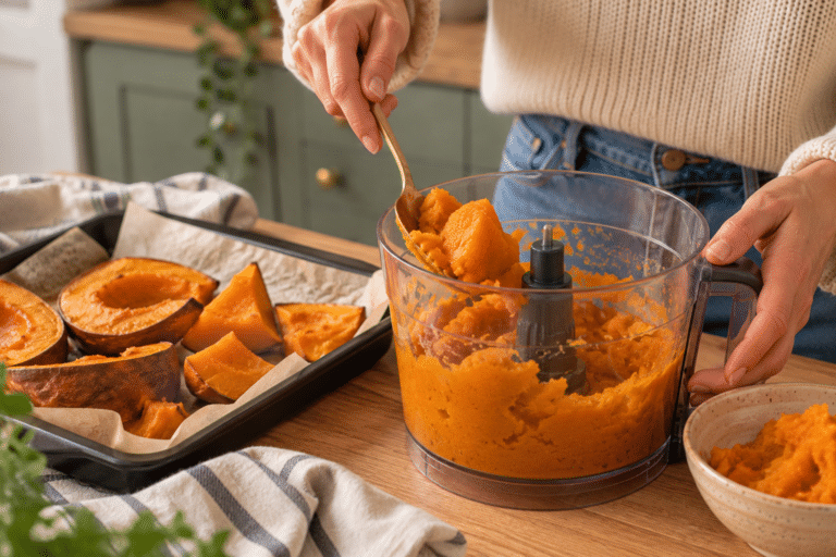 Preparazione della purea di zucca rustica