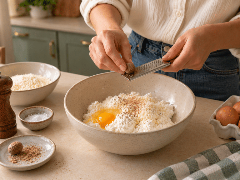 Preparazione rustica di ricotta e noce moscata