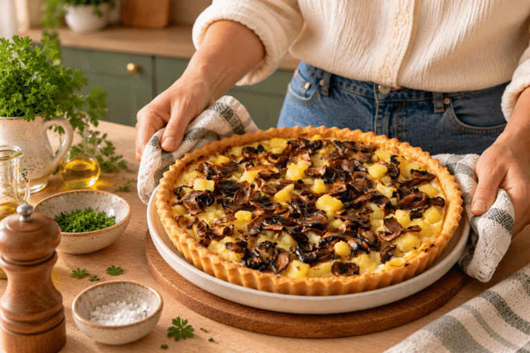Quiche rustica con funghi e patate